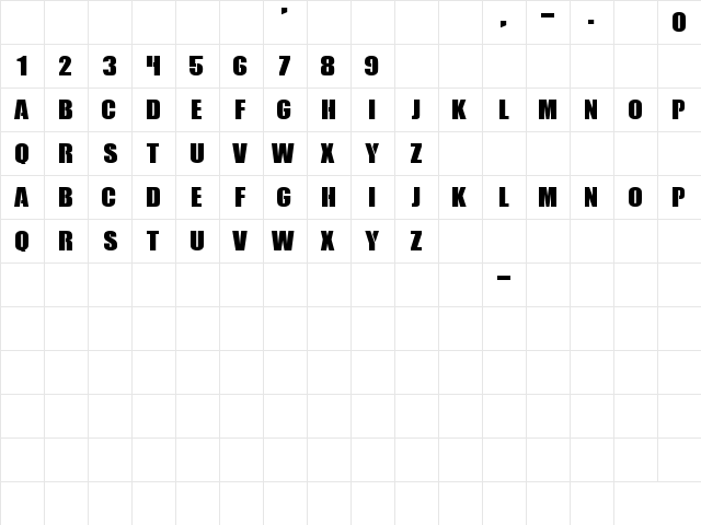 Call Of Ops Duty Regular  glyph index