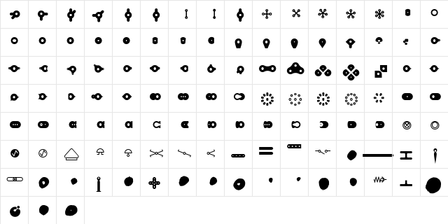 Robotnik Regular  glyph index