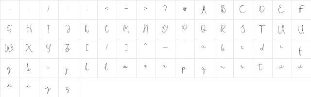 Rinjane Regular  glyph index