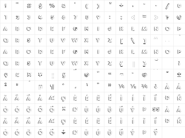 FrankfurterChrD Regular  glyph index