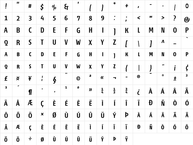 Fontana ND Ee SC Semibold  glyph index