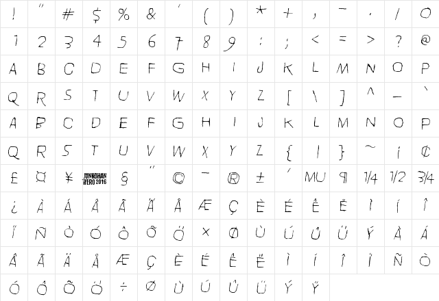 Hell is round the corner Regular  glyph index
