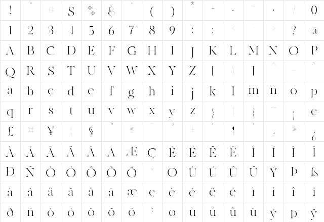 MADE Canvas Light  glyph index