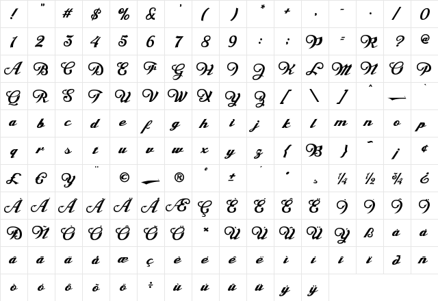 Draft Beer Classic Regular  glyph index
