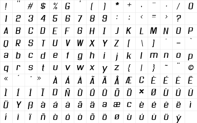 As seen on TV Skew Regular  glyph index