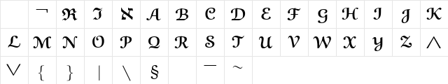 eusb10 Regular  glyph index