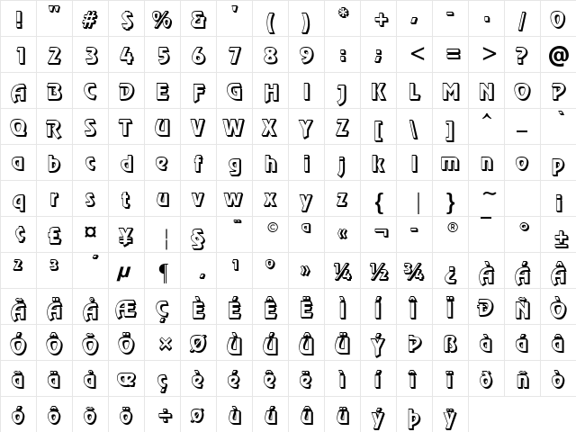 Chorus Line Shadow SSi Regular  glyph index