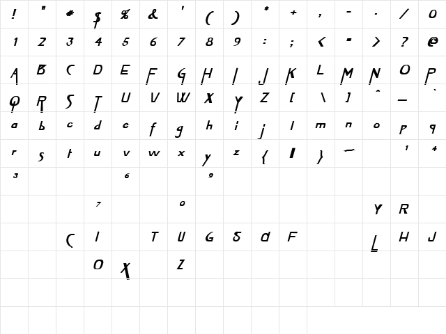 Witty Woman 5 Regular  glyph index