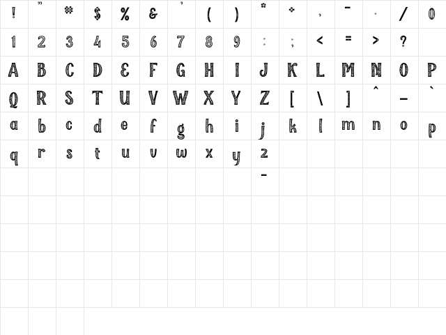 QallΧro Rustic Demo Regular  glyph index