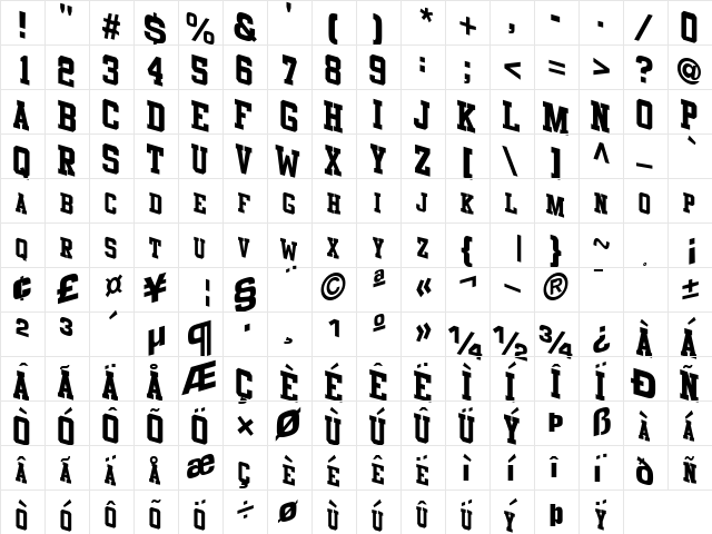 Awk Regular  glyph index