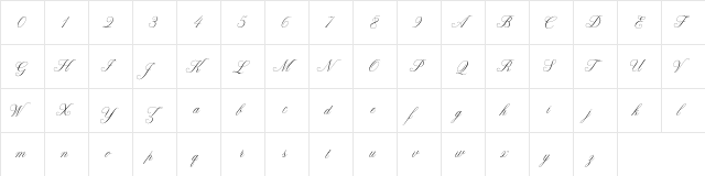 Claudya Script Regular  glyph index