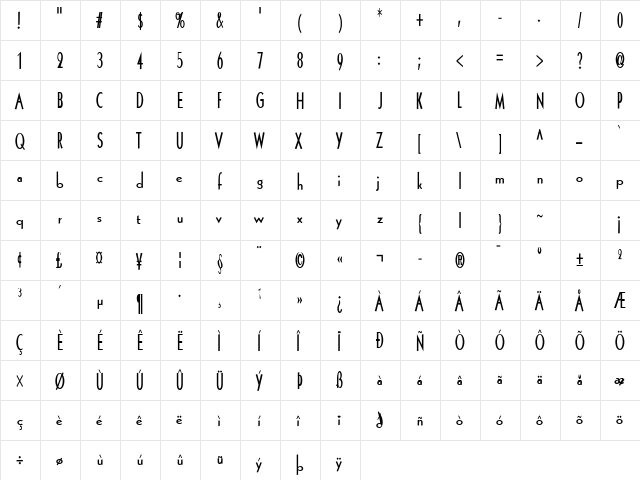 Schlimeyer Book Plain  glyph index