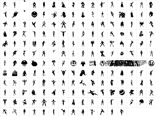 Legionnaires Regular  glyph index