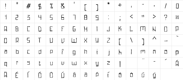 PencilGrid Regular  glyph index