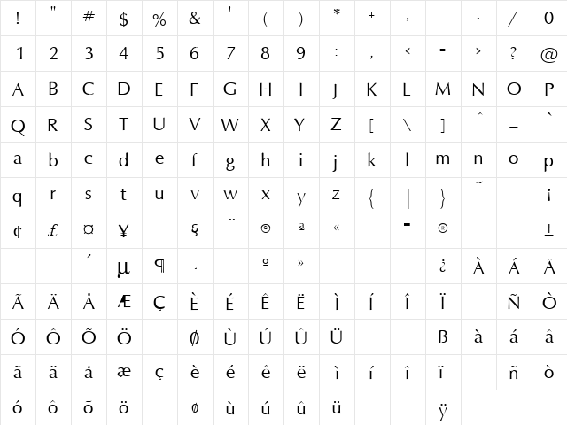 Friends 3 Regular  glyph index