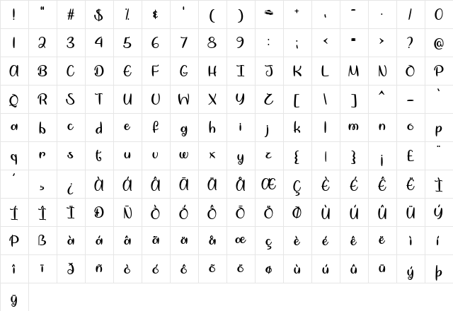 Warm Winter Kiss Regular  glyph index