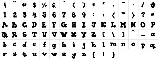DJ Spaz Regular  glyph index