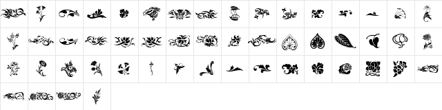 WWFloralCorner Regular  glyph index