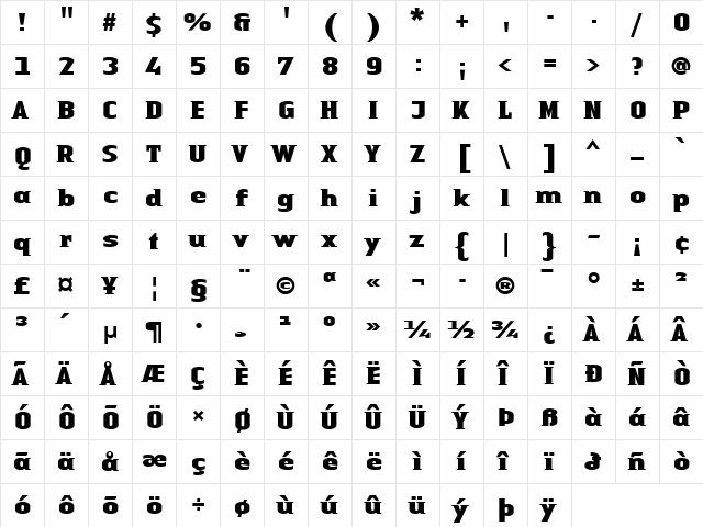 LTAuthenticSmallSerif Medium Black  glyph index