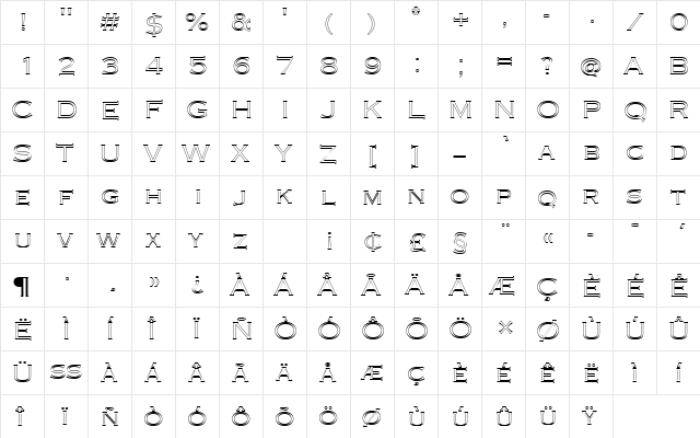 CopperplateTLigOu1 Regular  glyph index
