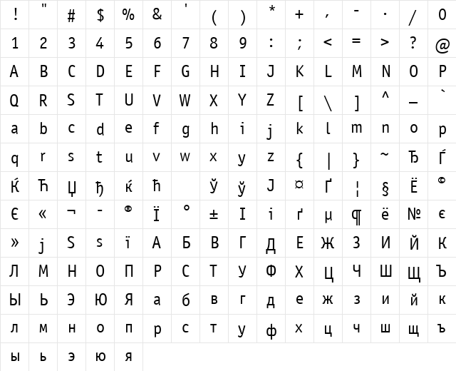 FT Content Provider Regular  glyph index