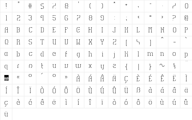 HVD Spencils Regular  glyph index