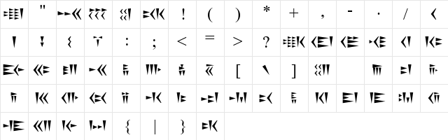 Linguist Old Persian Normal  glyph index