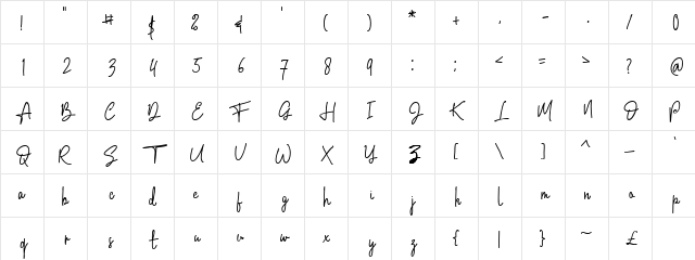 Admara Regular  glyph index