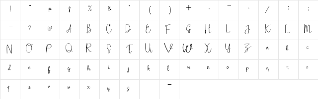 Adellina Regular  glyph index