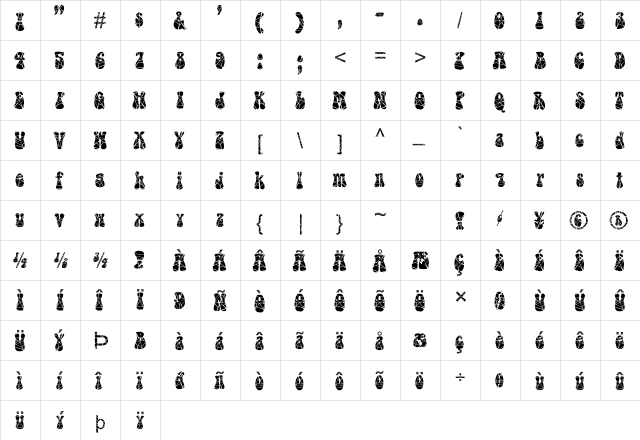 Groovey-Cracked Normal  glyph index