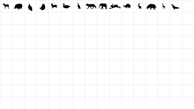 TQF_Animals Regular  glyph index
