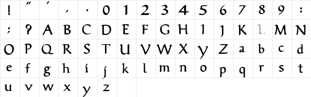 ViciSSK Bold  glyph index