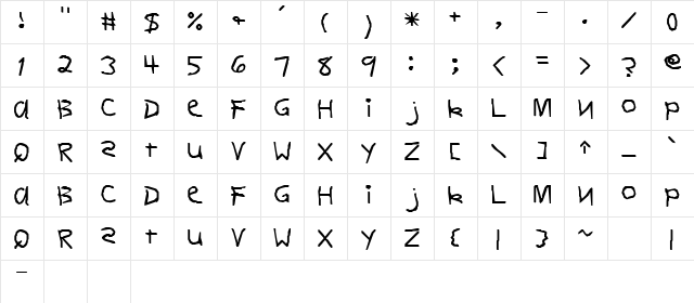 DELVIN Regular  glyph index
