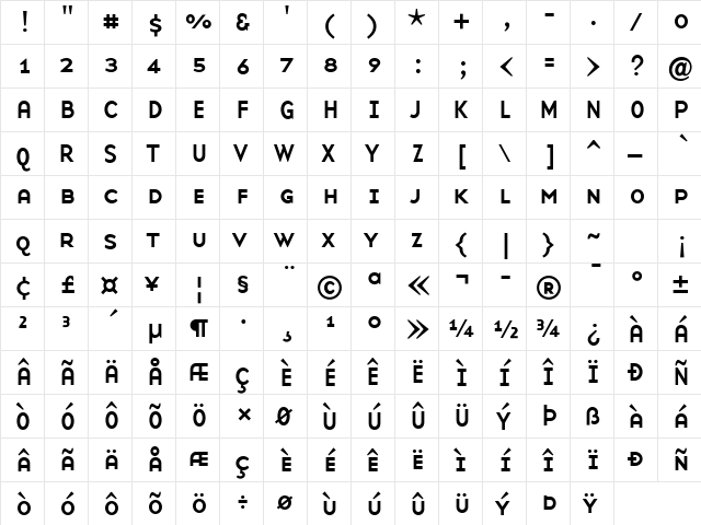 BaseNineSmallCaps Roman  glyph index