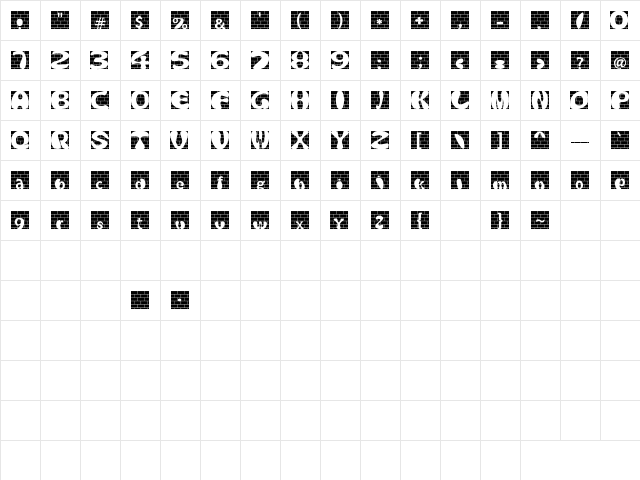 Zoopsie Regular  glyph index