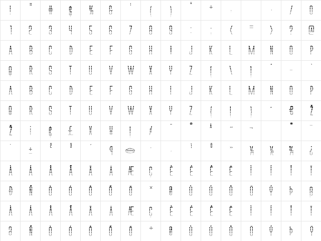 Alien League Gradient Bold Bold  glyph index