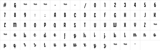 Laguna Vintage Script Demo Regular  glyph index