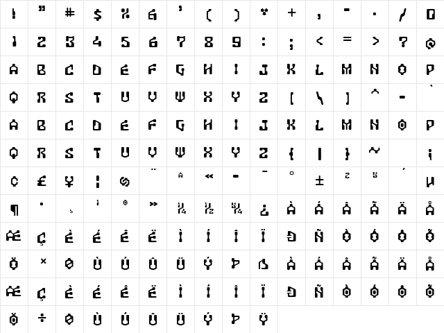 Antar Regular  glyph index