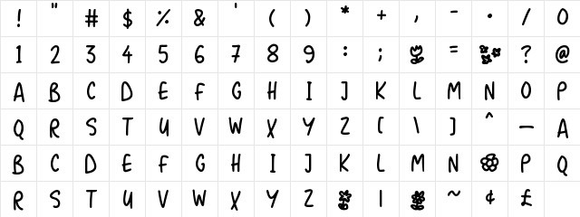 Flower Powers Regular  glyph index