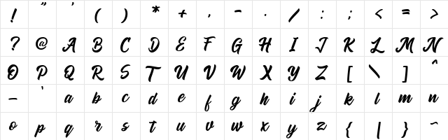 Andora Demo Regular  glyph index