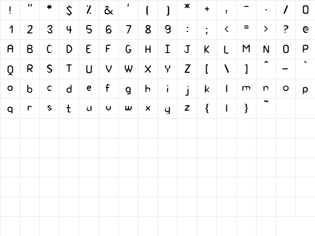 CATACOMB Regular  glyph index
