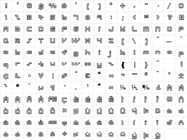 Energy Regular  glyph index