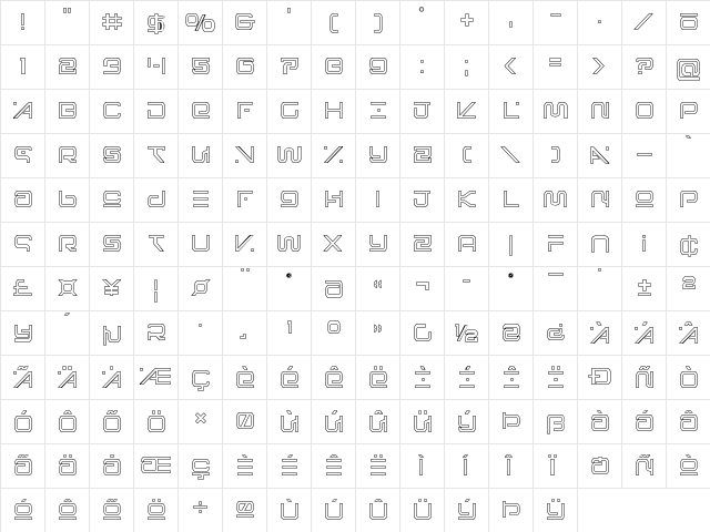 Foreign Alien Outline Outline  glyph index