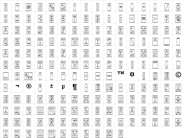 a_PresentumNrCmOtl Regular  glyph index
