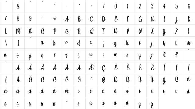 Beach Society Regular  glyph index