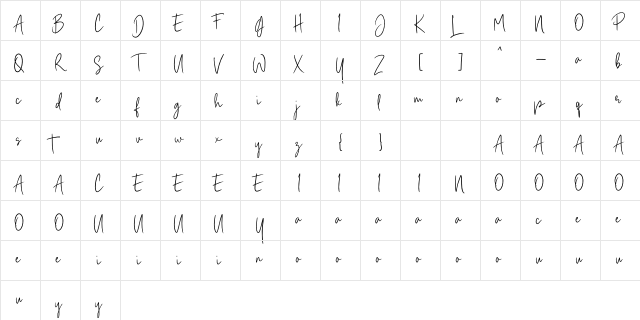 Registand Regular  glyph index