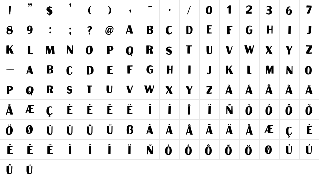 Aficionado DEMO Regular  glyph index