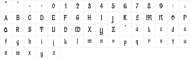 Descant!" Regular  glyph index