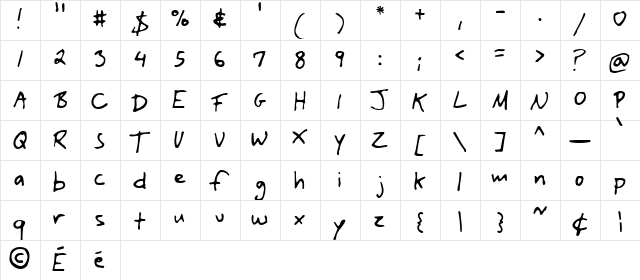 Yank Regular  glyph index