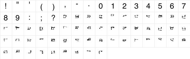 Smutch Regular  glyph index